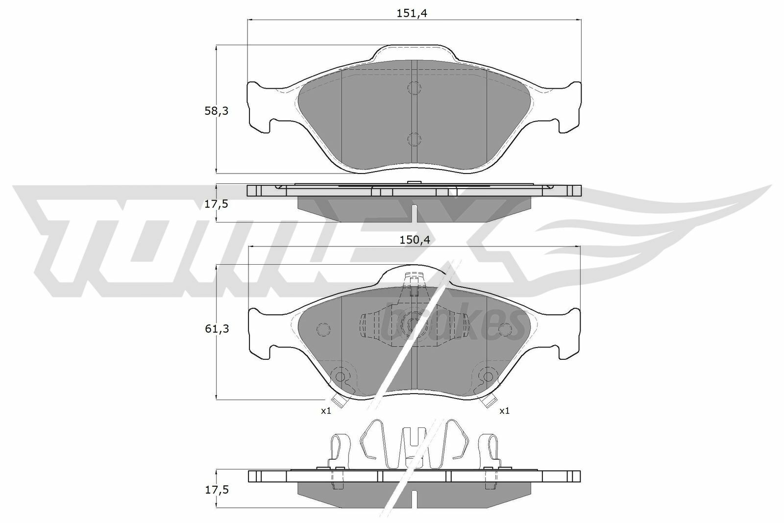 Sada brzdových destiček, kotoučová brzda TOMEX Brakes